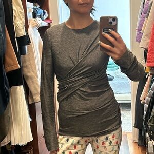 T by Alexander wang long sleeve grey ruched top in size medium